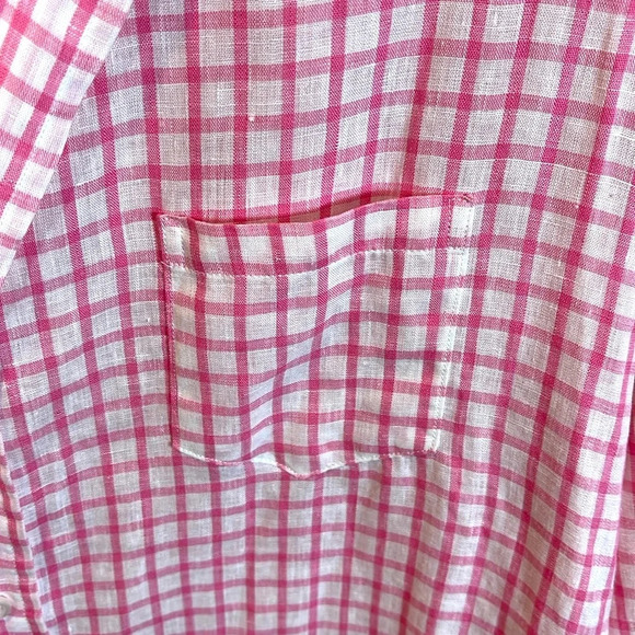 FRANK & EILEEN Pink Gingham Linen Barry Shirt  size Medium - Picture 6 of 11